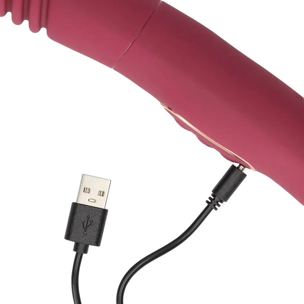 Вібратор Loveline Double-Sided Thrusting 33 см бордовий - фото 8