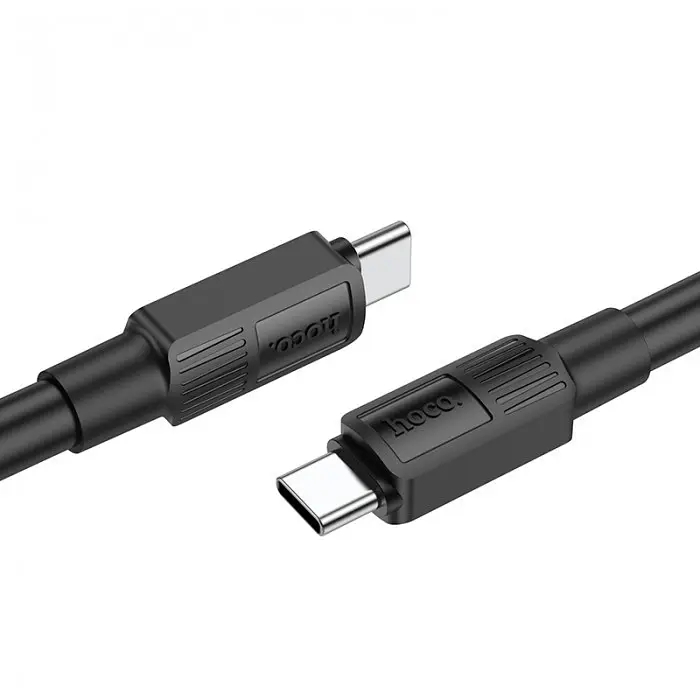 Кабель для заряджання телефонів чорний HOCO X84 Solid Type-C to Type-C 1м charging струм до 3A 60W - фото 2