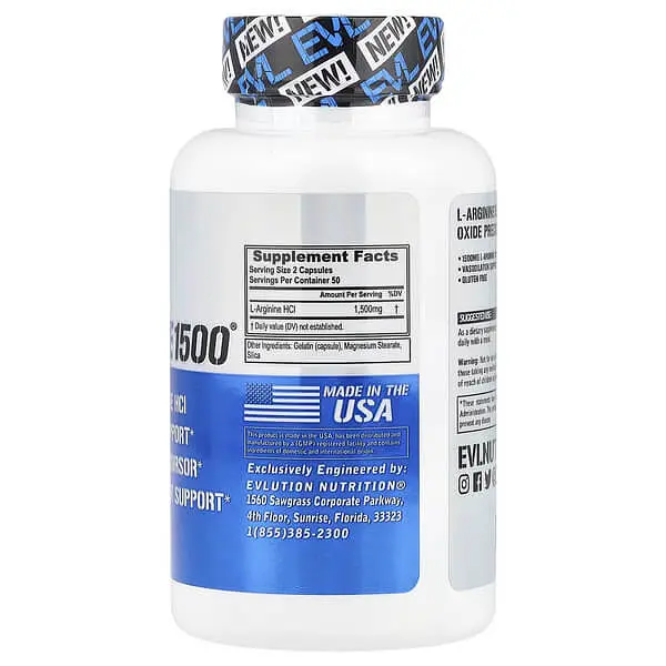 Аргинин L-Arginine 1,500 mg 100 капсул Evlution Nutrition vit0006565 - фото 2