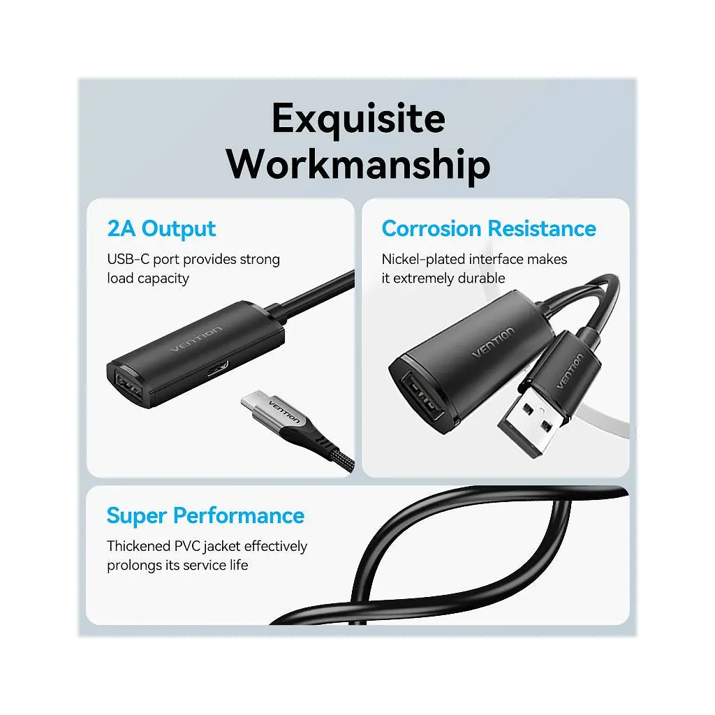 Дата кабель USB 2.0 AM/AF 15.0m Active black Vention (CBKBN) - фото 6
