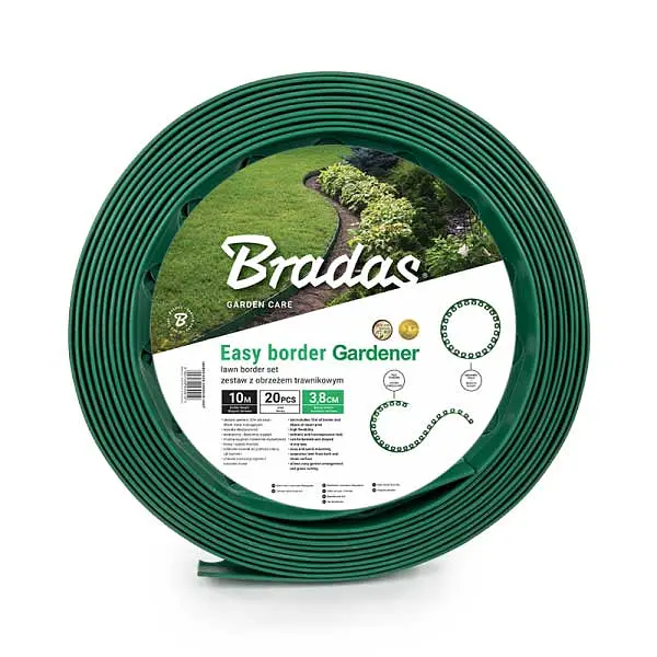 Бордюр газонний Bradas EASY BORDER 40 мм х 10 м з комплектом кілків зелений OBEGR4010SET