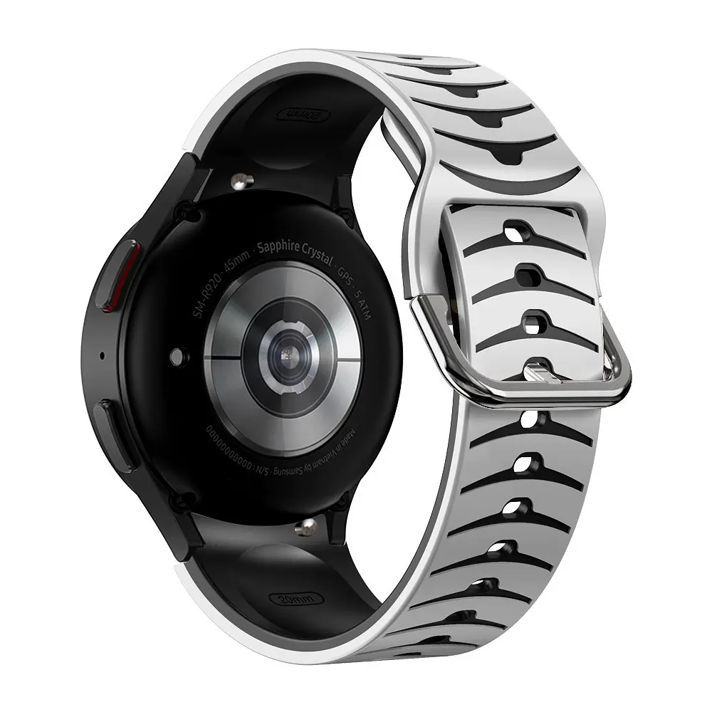 Ремешок для Samsung Galaxy Watch 5 Pro 45mm - бело-черный ширина крепления 20мм силикон Watchbands Scales (W18-4WB69911119) - фото 2