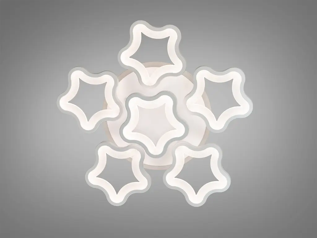 Світлодіодна стельова люстра зірки для спальні Diasha 1660/5+1WH LED 3color біла 55 см 95 W з пультом - фото 3