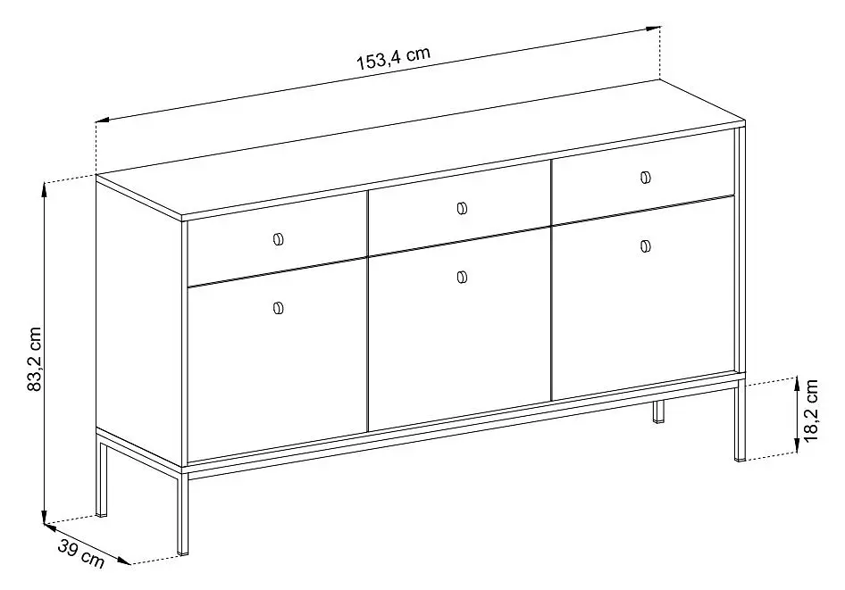 Комод Perfect Home Моно/Mono 3-дверный с 3 ящиками и золотыми ножками MKSZ154 Беж песочный (PFH-091207) - фото 3
