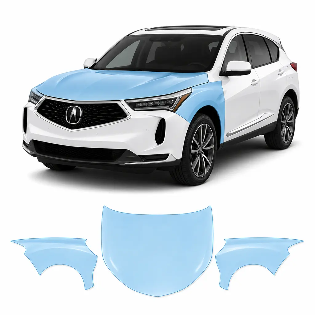 Антигравійна захисна бронеплівка за лекалами для Acura RDX TC1 facelift 2022 - капот і передні крила