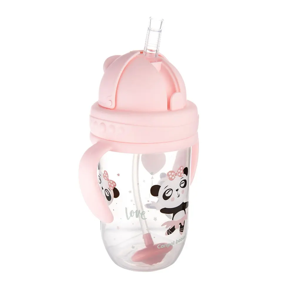 Кружка непроливайка з трубочкою та обтяжувачем Exotic animals Canpol babies 56/606_pin 270 мл - фото 2