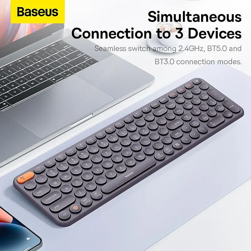 Клавиатура Baseus K01B Wireless Tri-Mode Keyboard - 3 режима 2.4 + BT1 + BT2 серая - фото 8