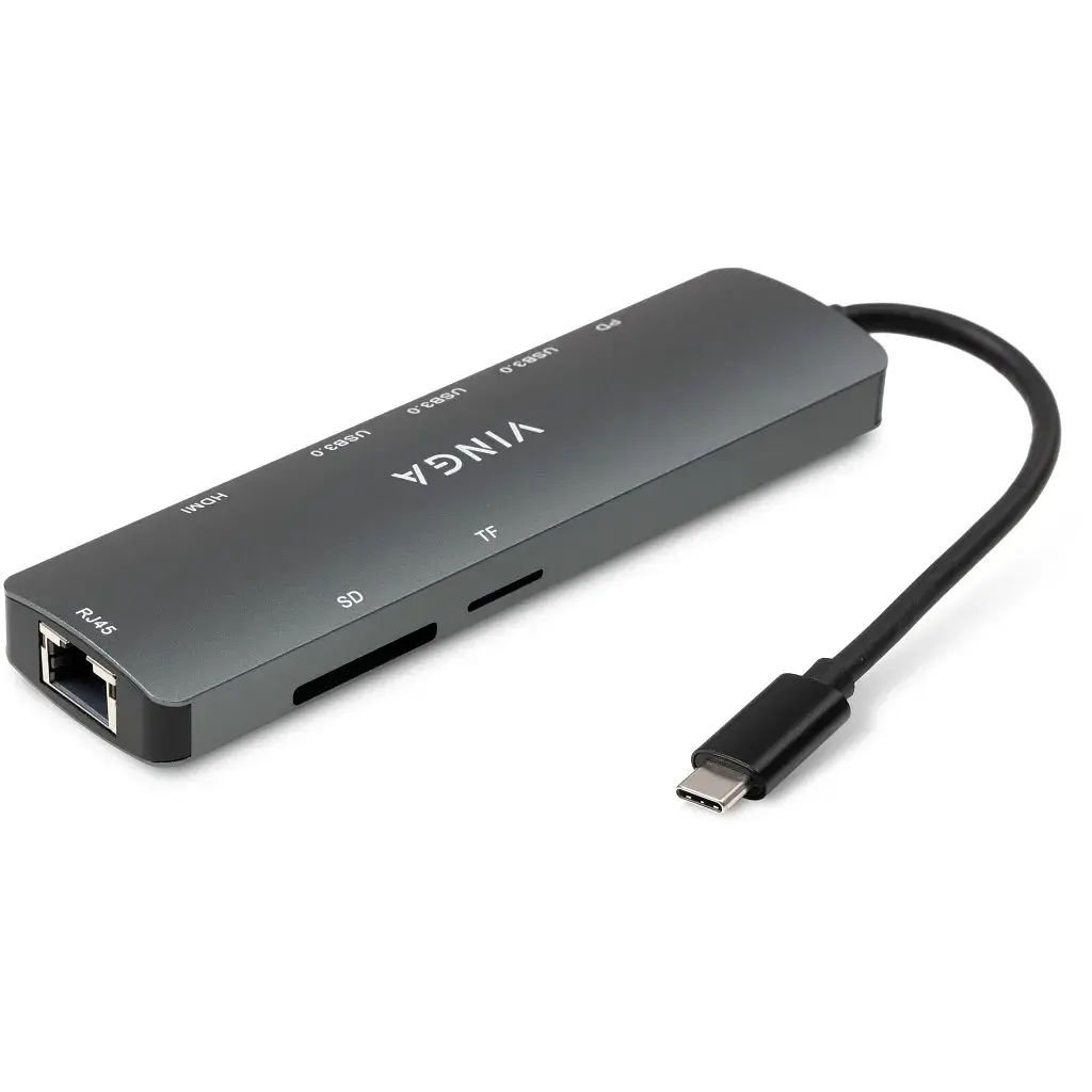 Концентратор Vinga USB-C 3.1 to HDMI+RJ45_1Gbps+3xUSB3.0+SD/TF+PD100W (VHYC8) - фото 3