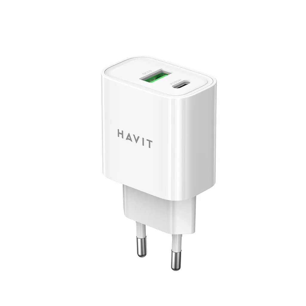 Зарядний пристрій Havit UC111 PRO 20W USB-Aта USB-C білий (HV-UC111-PRO-WH) - фото 4