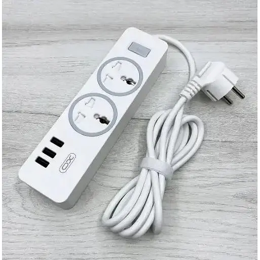 Мережевий фільтр XO WL04 подовжувач 2 розетки 3 USB 1.8 м білий - фото 6
