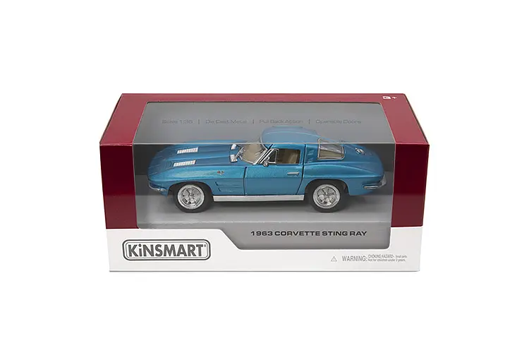 
Машинка металева інерційна 1963 Corvette Sting Ray 1:32 12.5 см відчиняються двері гумові колеса - фото 3