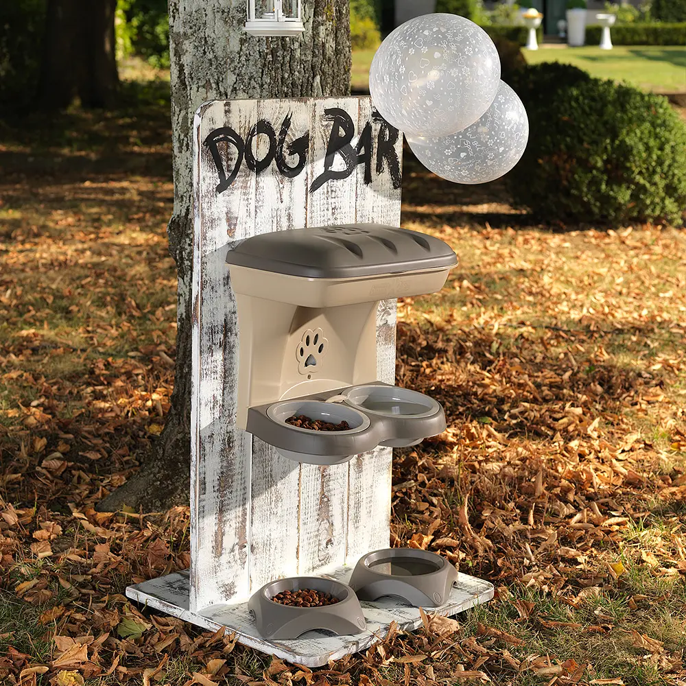 Подставка для корма пластиковая Food Stand 48x27x42h серо-бежевый - фото 2