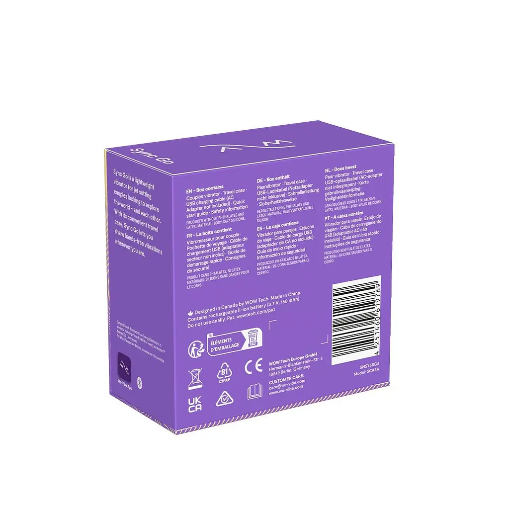 Смарт-вібратор для пар We-Vibe Sync GO Light Purple, тревел-кейс - фото 11