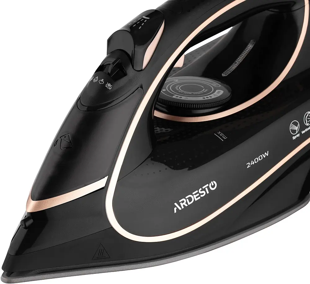 Утюг Ardesto IR-B2235, Black/Gold, 2400W, кераміка, паровий удар, резервур 450мл, захист від кальцинації, антикрапля, плавне регулювання потужності пари, автоматичне відключення - фото 2