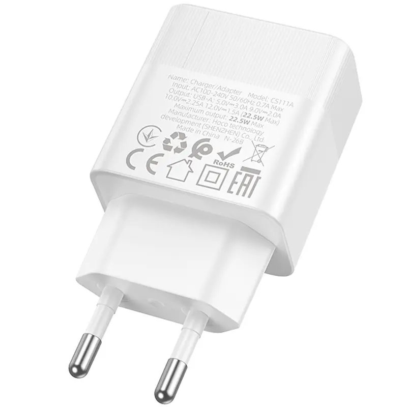 Мережевний зарядний пристрій Hoco CS111A Lounge PD22.5W 1USB-C White - фото 3