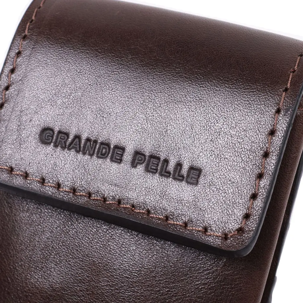 Оригінальна ключниця у вигляді футляра з натуральної шкіри GRANDE PELLE 22570 коричнева - фото 5