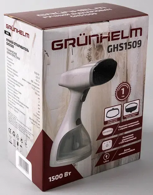 Вертикальный отпариватель Grunhelm GHS1509 ручной паровой утюг для одежды 1500 Вт 300 мл 25 г/мин Белый - фото 10