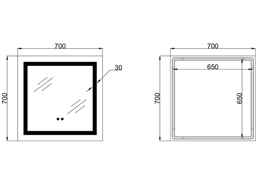 Дзеркало Lidz Kubis (KU1) 700х700 мм, прямокутне, з LED-підсвічуванням Touch LDKU70070049287 - фото 7