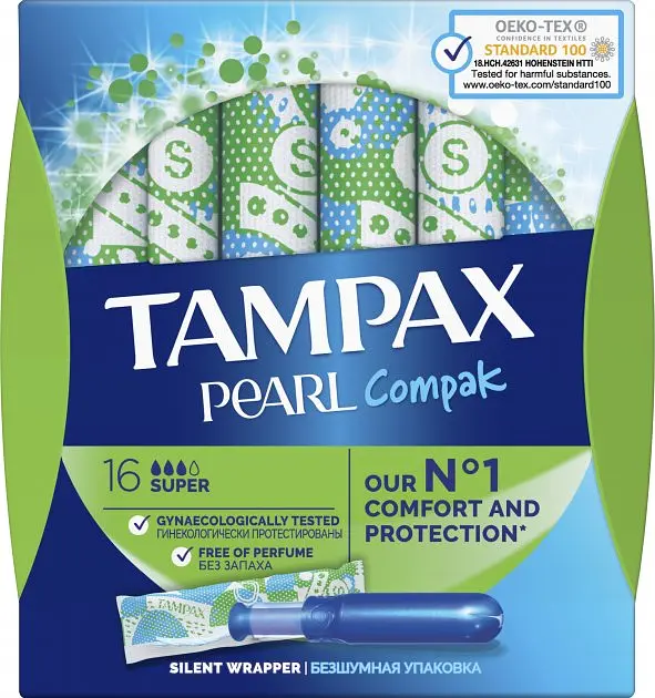 Тампоны Tampax Pearl Compak Super, с апликатором, 16 шт. - фото 2