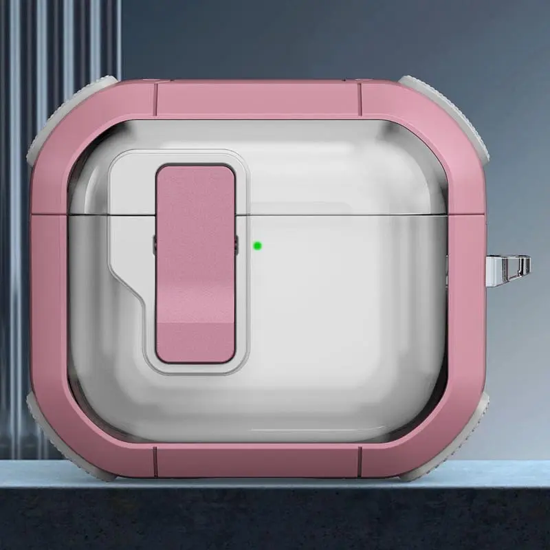 Футляр протиударний Locking Button для навушників Airpods 3 Pink - фото 2