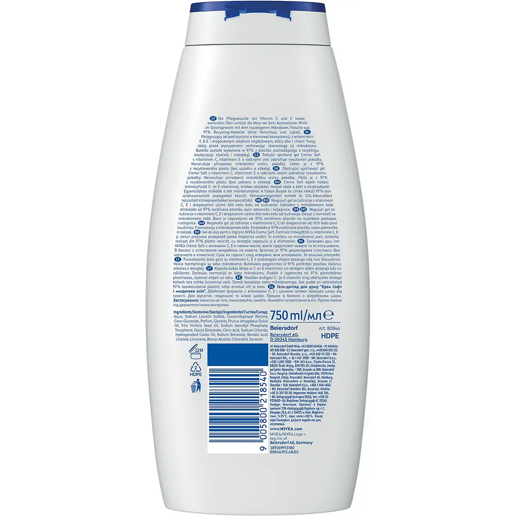 Гель-уход для душа NIVEA Крем Софт и миндальное масло 750 мл - фото 7