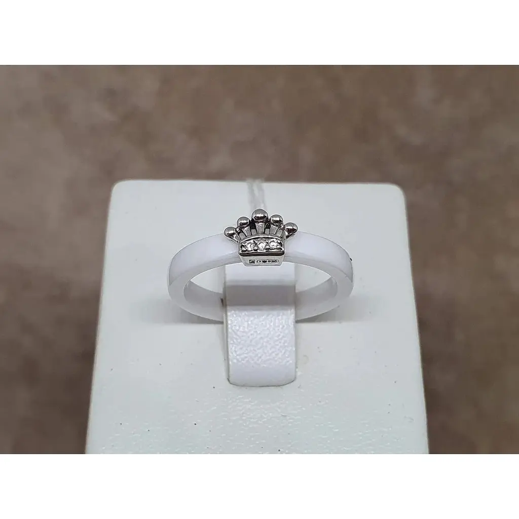 Срібне кільце Aurora з керамікою і фіанітами. С1149Б 16,5 - фото 3