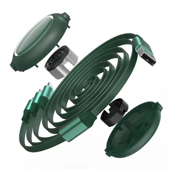 Кабель Baseus Bright Mirror 3-in-1 Cable USB to MicroUSB+Lightning+Type-C 3.5A 1.2m CAMLT-MJ06 Green - фото 3