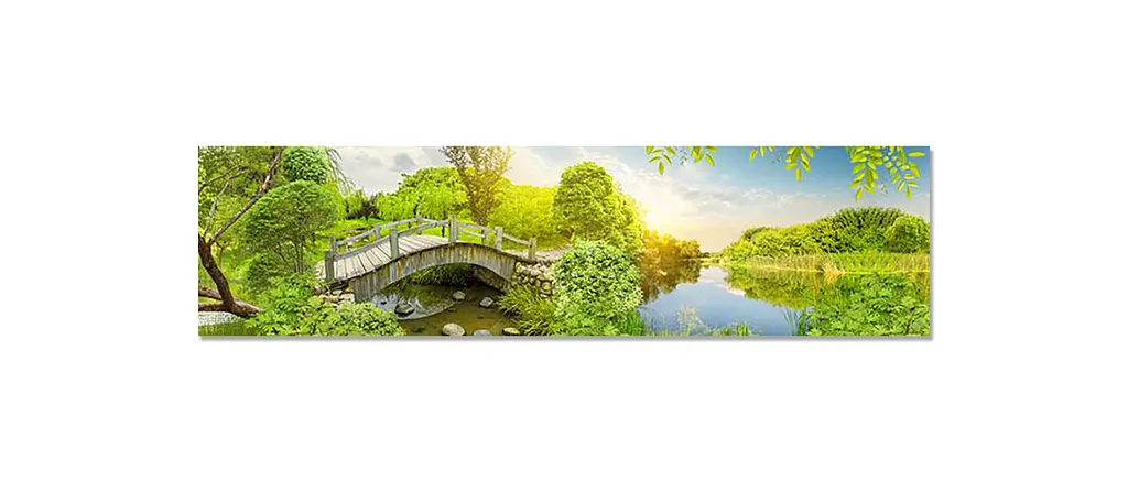 Вініловий кухонний фартух Дерев'яний міст Річка наклейка для кухні ПВХ Природа Зелений Happy Pocket Z181791 - фото 7