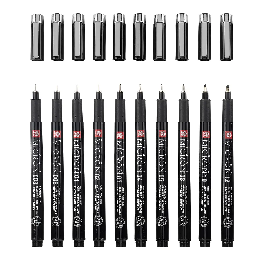 Набір лінерів Sakura PIGMA MICRON Black Edition, 10 шт.(003-12), чорний (8712079520700) - фото 2