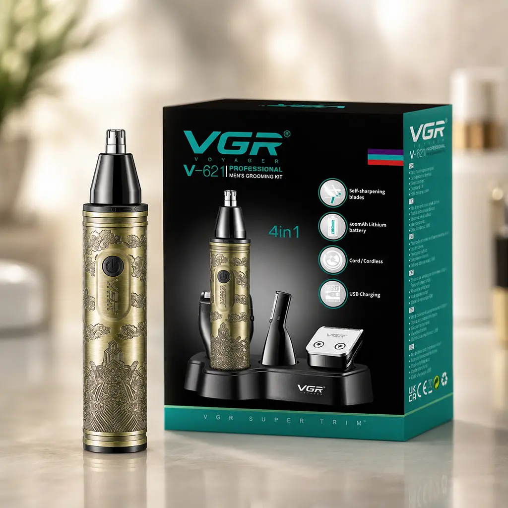 Тример VGR V 621 Gold / Тример акумуляторний 4 в 1 / Тример для стрижки 4 насадки - фото 3