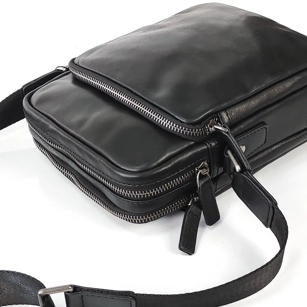 Сумка чоловіча шкіряна чорна Tiding Bag 168A - фото 2