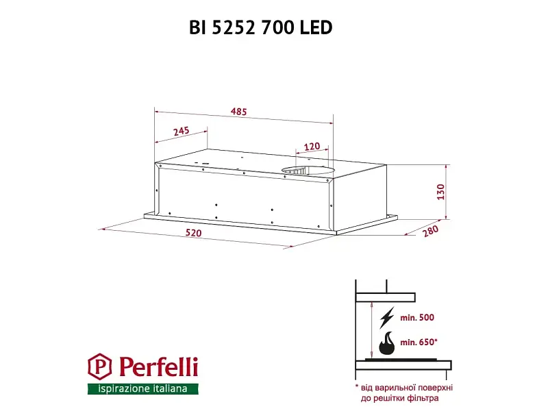 Витяжка Perfelli BI 5252 BL 700 LED - фото 4