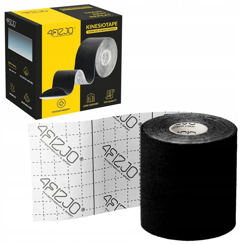 Стрічка кінезіологічна (кінезіо тейп) 4FIZJO 7.5 см x 5 м 4FJ0546 Black (P-5907739318886) - фото 2