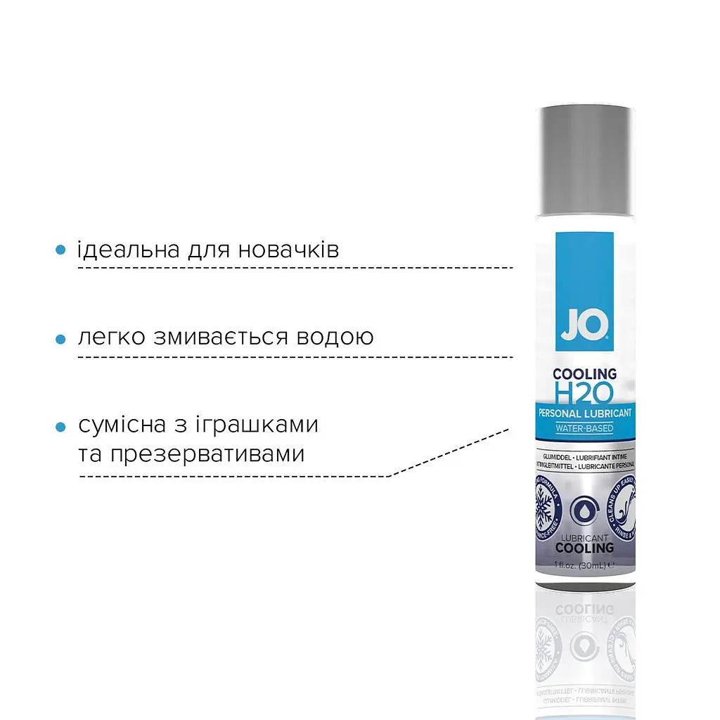 Охолоджувальна змазка на водній основі JO H2O COOLING (30 мл) з ментолом, рослинний гліцерин - фото 3