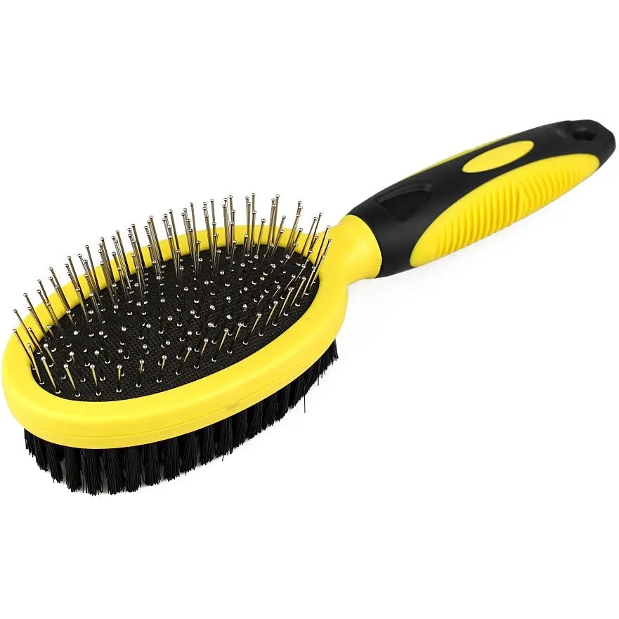 Щітка для собак і котів Bronzedog масажна двостороння з кутовими зубцями 24х7 см - фото 2