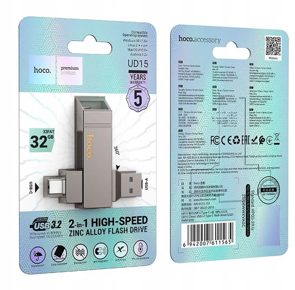 Флеш-накопичувач Hoco UD15 Clever USB3.2 Type-C flash drive(32GB) - фото 2