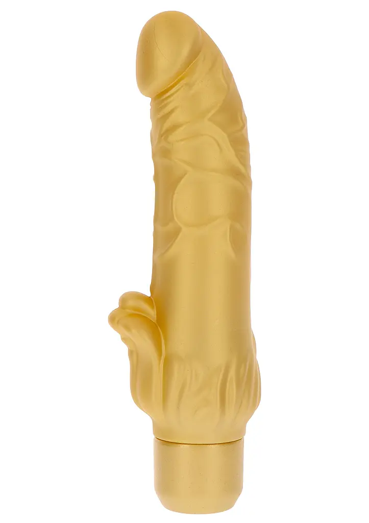 Вібратор Get Real Gold Dicker Stim Vibrator 13х4.4 см золотистий - фото 3