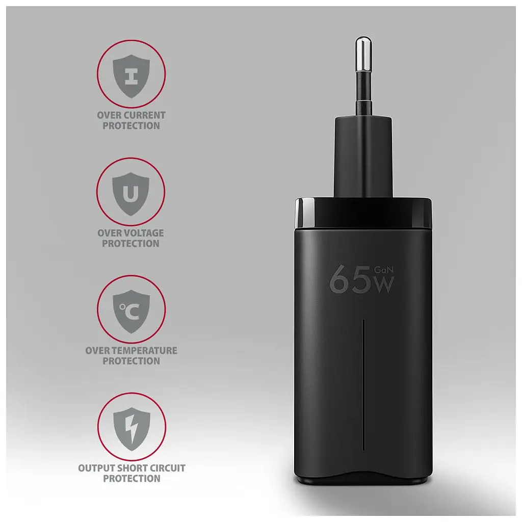 Зарядний пристрій AXAGON 1xUSB + 2xUSB-C 65W QC4+ PD3.0 PPS black (ACU-DPQ65) - фото 7