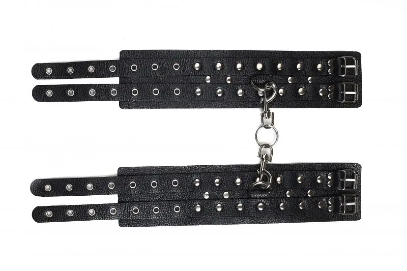 Кайдани на щиколотки Leather Double Fix Leg Cuffs Black - фото 3