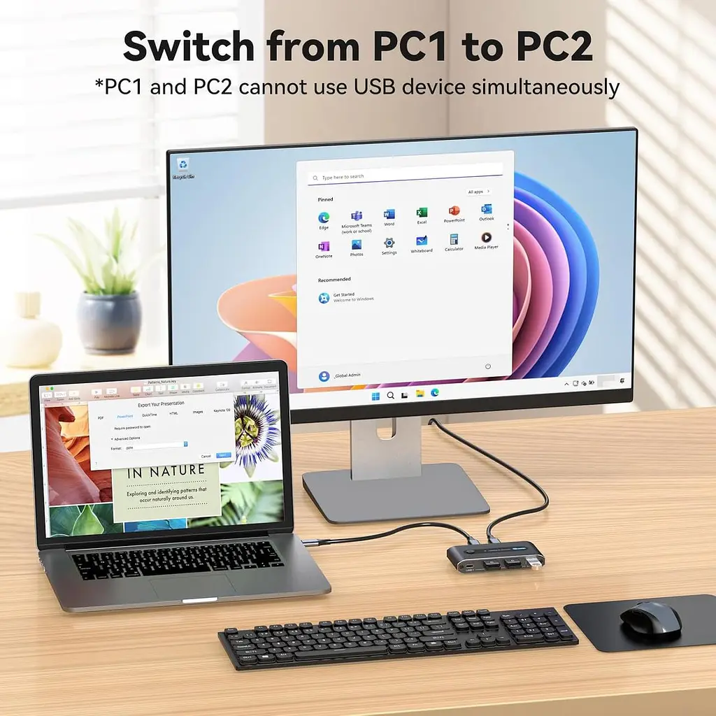 PVBCTCSID 10 Гбіт/с USB C-комутатор для двох ПК, спільне використання пристроїв USB C та A для миші, клавіатури, принтера - фото 6