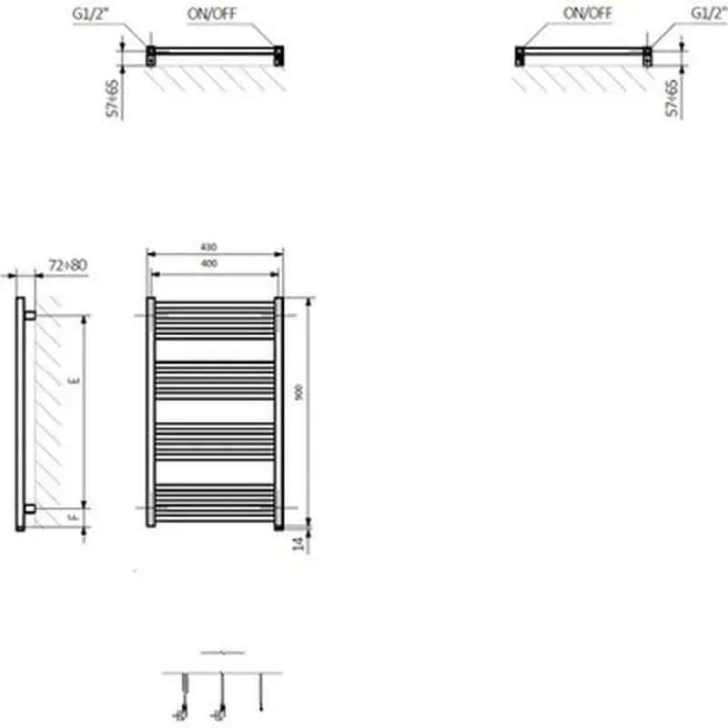 Сушарка для рушників Terma Fiona One 900х430 (WWFIE090043K9M5E1U) - фото 2