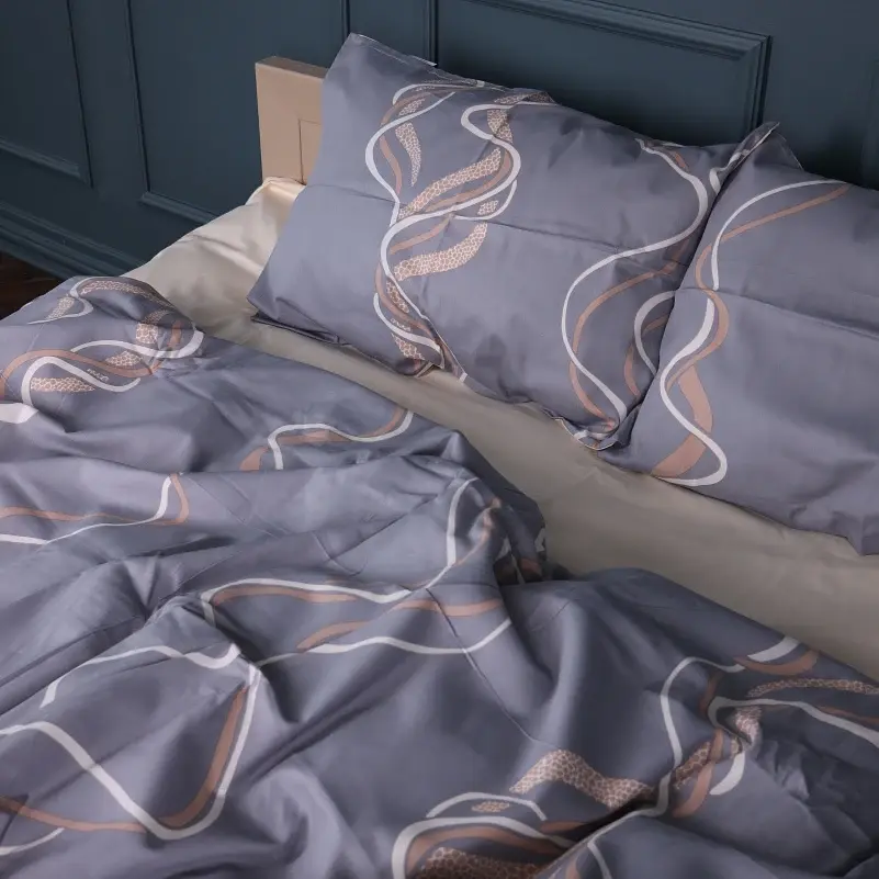 Наволочка MirSon Сатин Wavy lines 70х70 см сіра (2200011121628) - фото 3