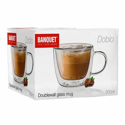 Чашка скляна Banquet Doblo, з подвійними стінками, 300 мл - фото 2
