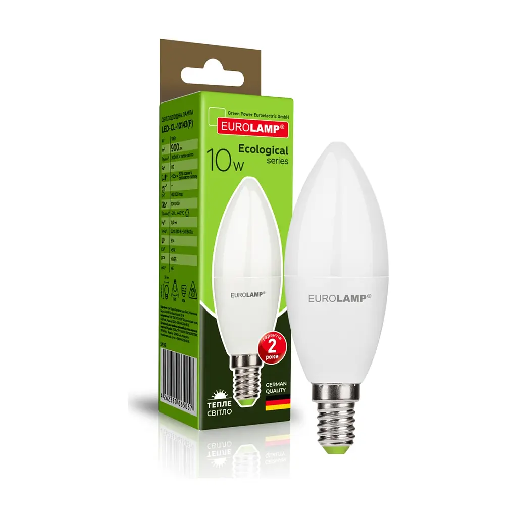 Лампочка Eurolamp LED Лампа EUROLAMP ECO серия "P" CL 10W 900 lm E14 3000K (LED-CL-10143(P)) - фото 2