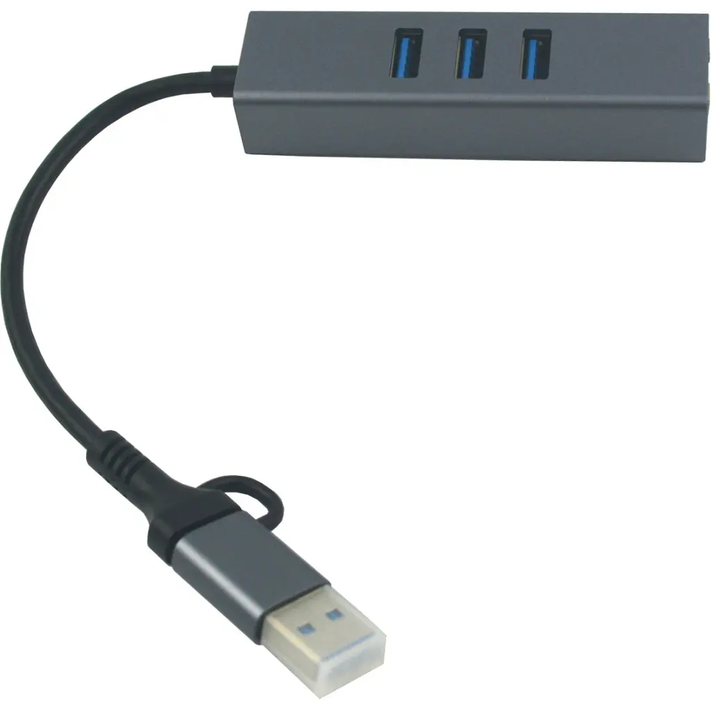 Концентратор USB 3.0 Type-C/Type-A to RJ45 Gigabit Lan, 3*USB 3.0, cable 13 cm Dynamode (DM-AD-GLAN-U3) - фото 3