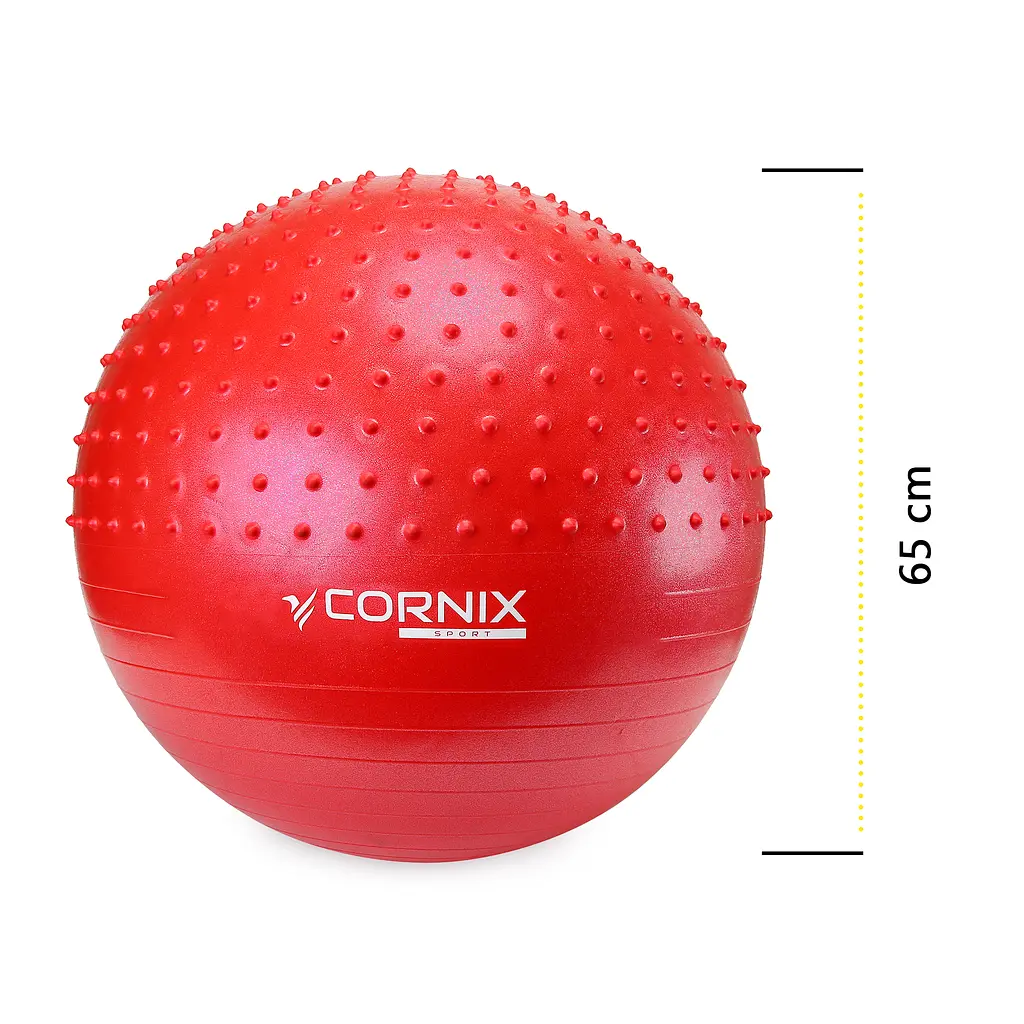 М'яч для фітнесу (фітбол) Cornix 65 см напівмасажний Anti-Burst Red XR-0478 - фото 4