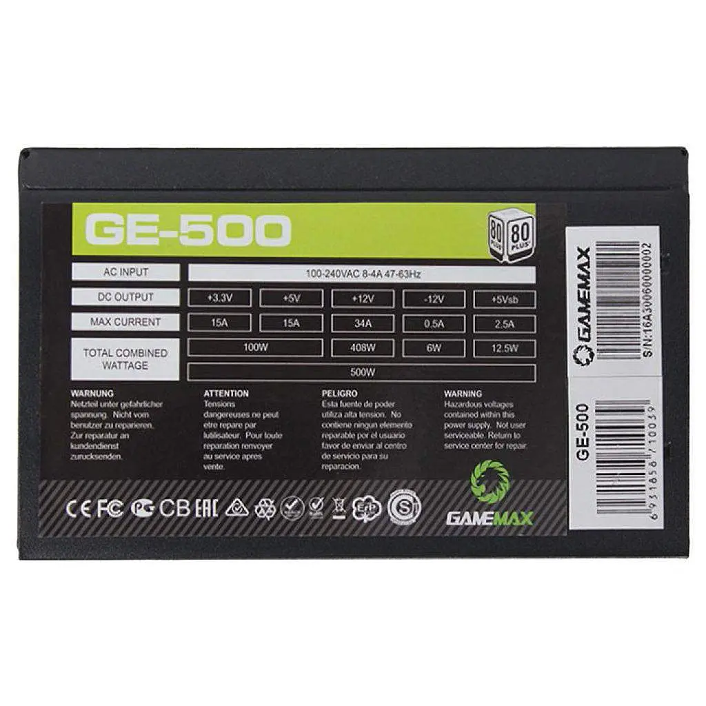Блок живлення GameMax GE-500 500W (GE-500) - фото 2