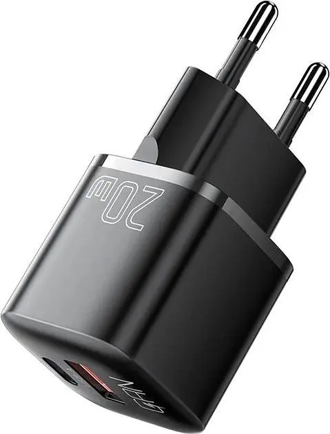 Зарядний пристрій Essager Camber 20W GaN Travel Phone Charger USB A + Type C EU Black (ECTAC-HMB01-P) - фото 2