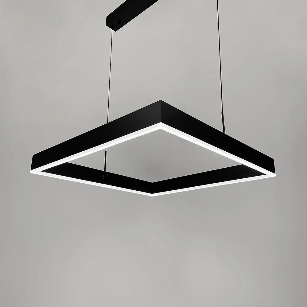 Черная люстра с подвесным квадратом 60 см Ст. MJ 223-600 BK Line F - фото 7