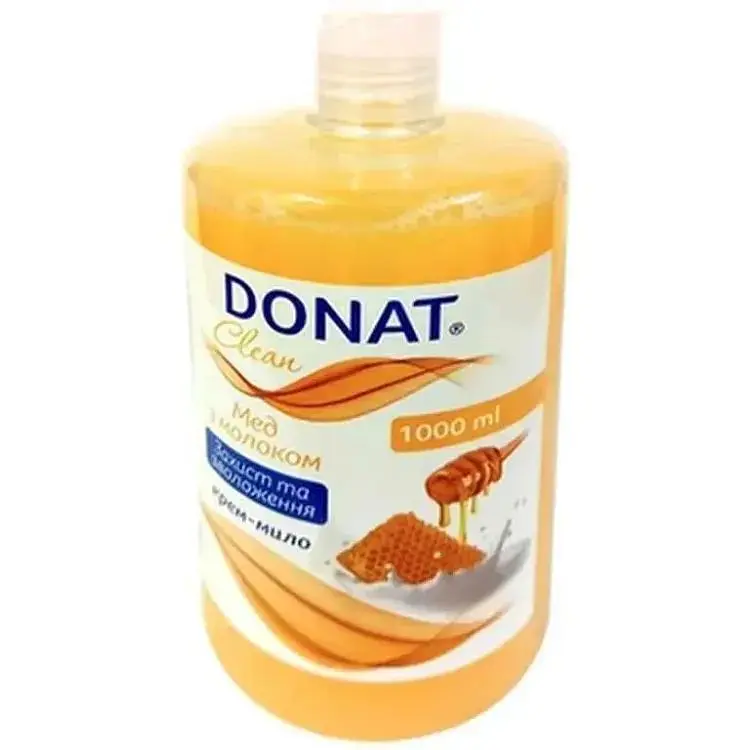 Мило рідке DONAT 1л пляшка Мед-молоко фліп-топ